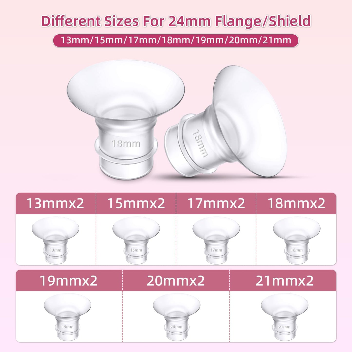 BPA-free silicone inserts compatible with wearable breast pumps