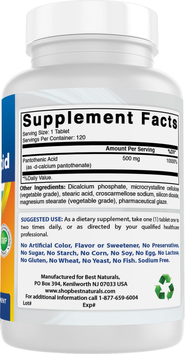 Best Naturals Vitamin B5 USA made quality seal