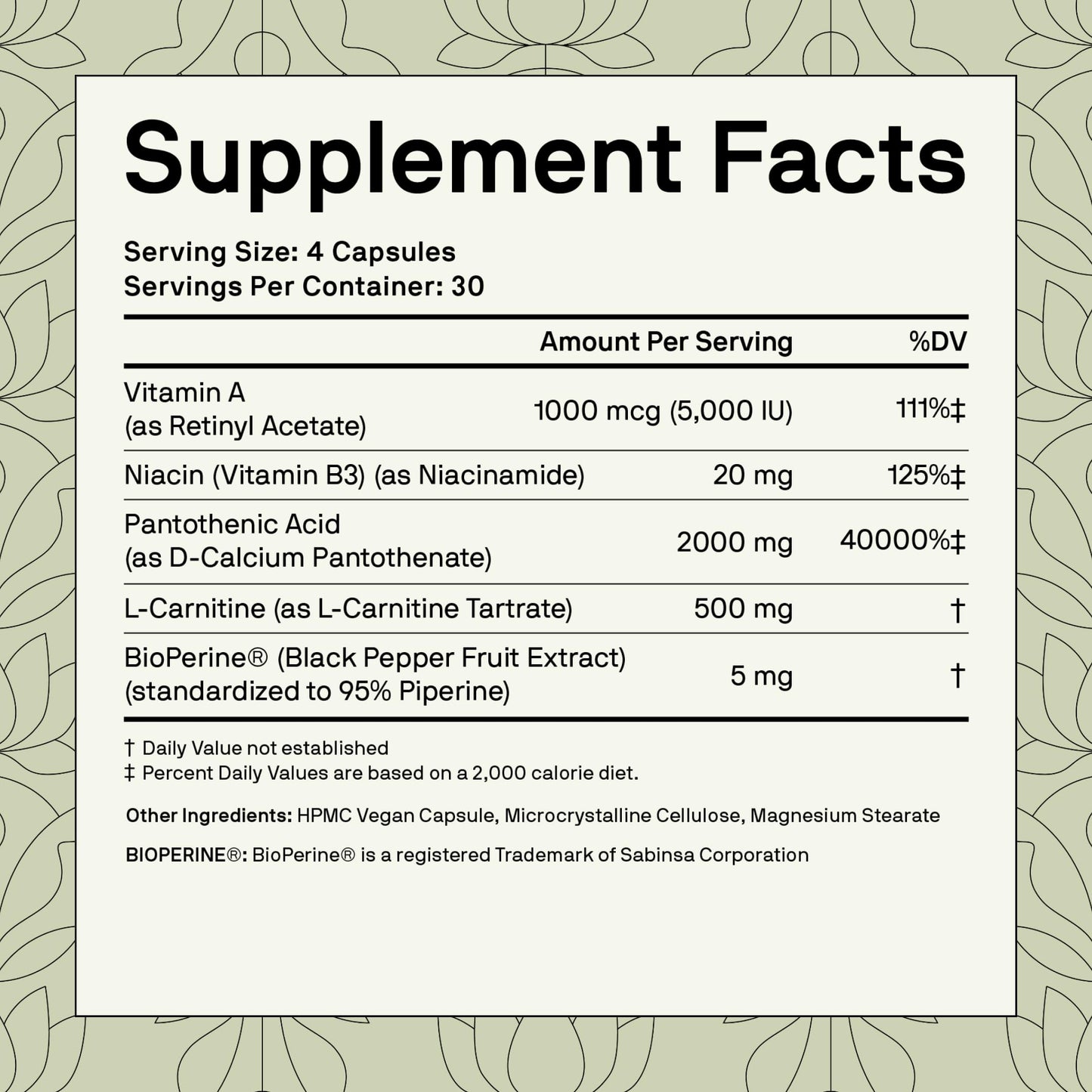 Nutriissa Acnetane bottle back label with usage instructions