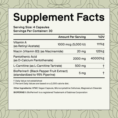 Nutriissa Acnetane bottle back label with usage instructions