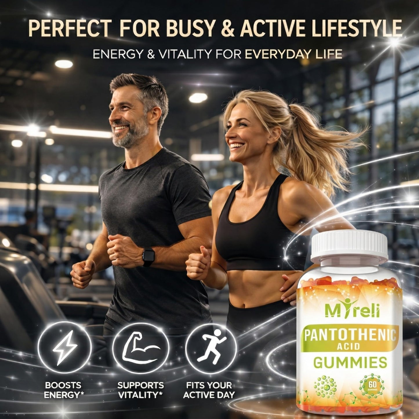 Myreli Vitamin B5 supplement packaging showing health benefits