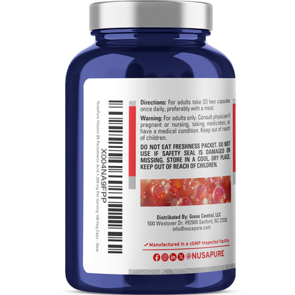 NusaPure high potency Vitamin B5 capsule bottle