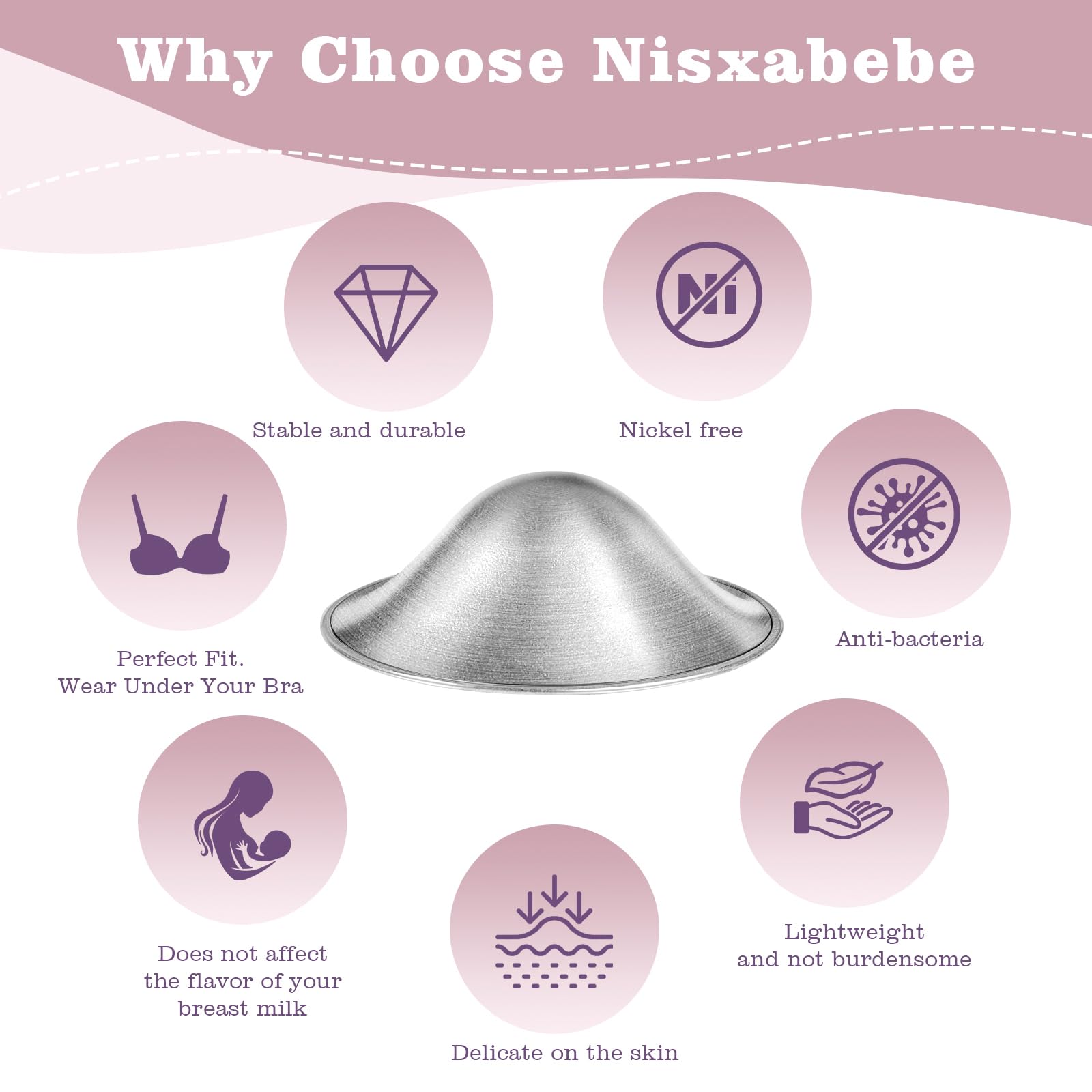 Nisxabebe silver nursing cups packaging showing authenticity