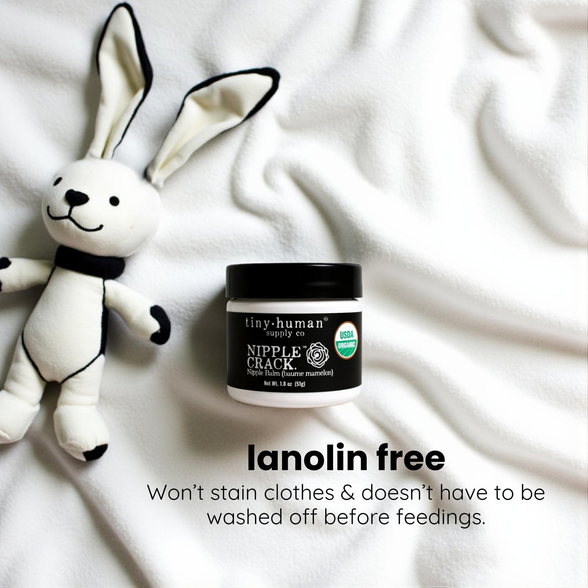 Close up of Tiny Human Supply Co nipple balm texture