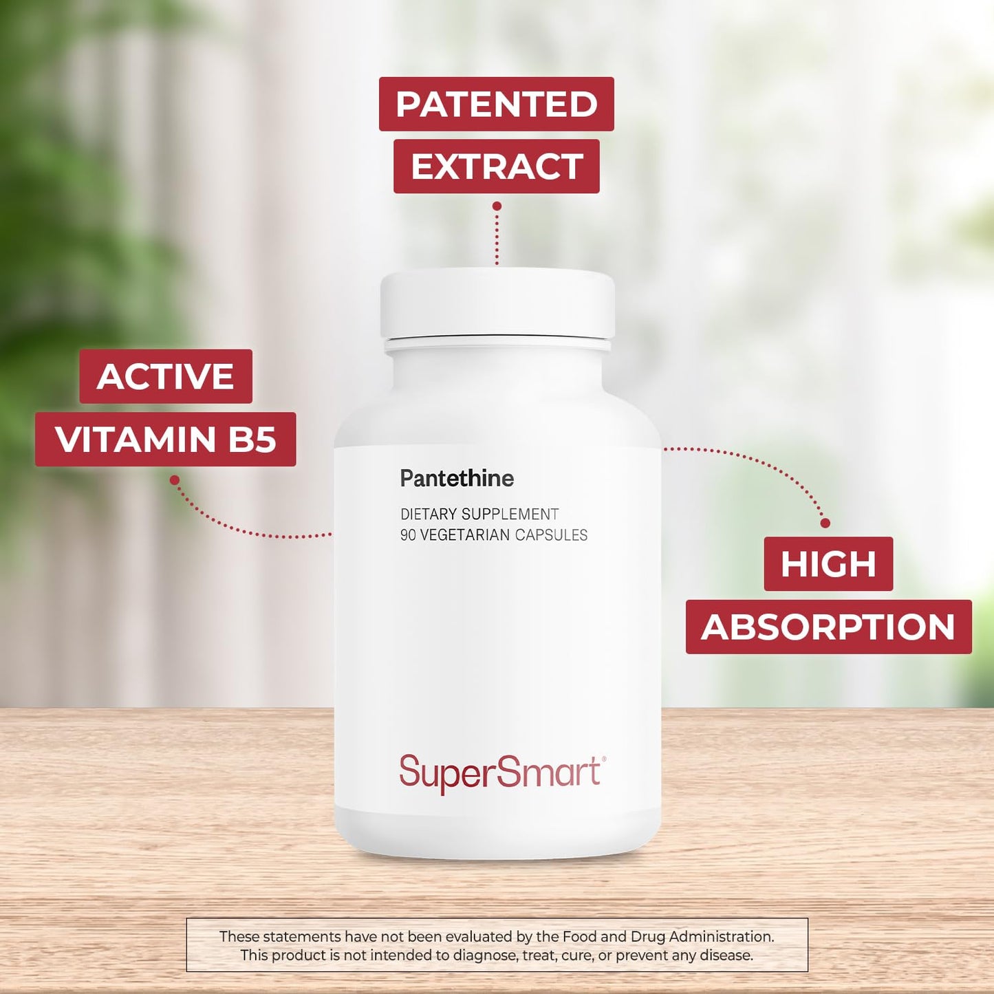 Back of Supersmart Pantethine bottle showing ingredients