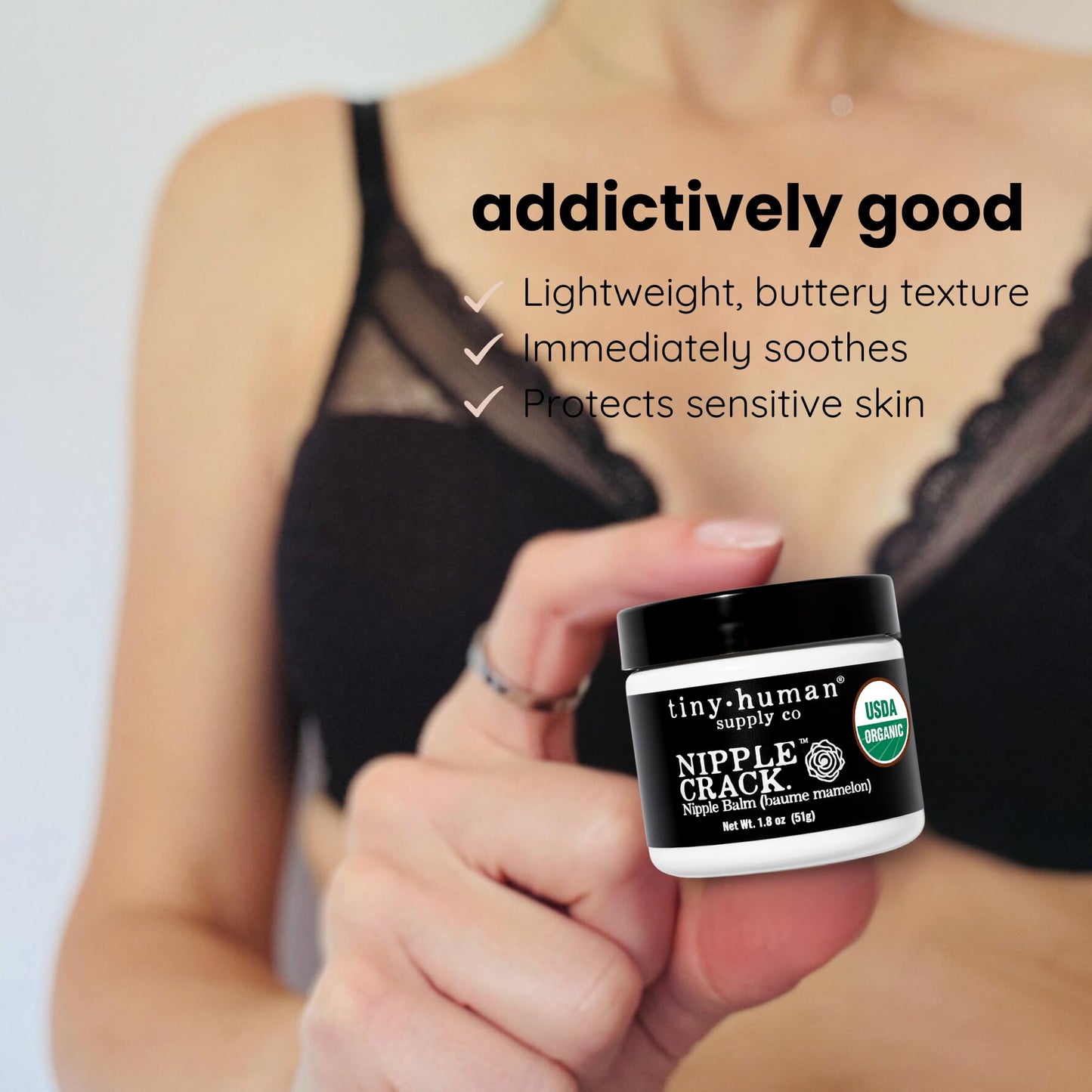 Small jar of nipple crack balm for nursing mothers