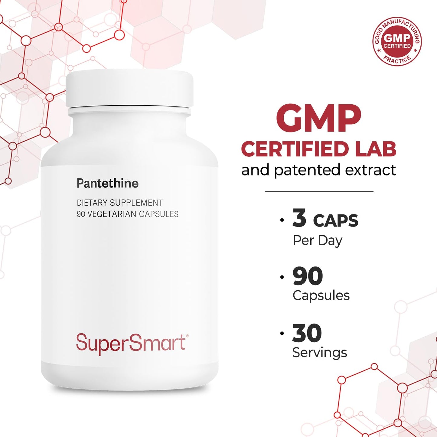 Supersmart Pantethine 90 vegetarian capsules packaging