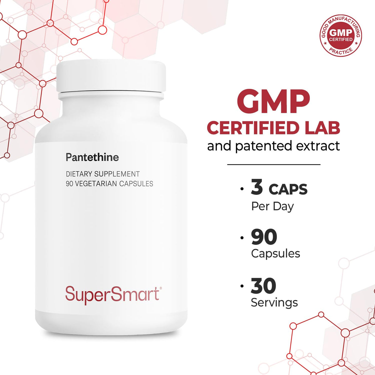 Supersmart Pantethine 90 vegetarian capsules packaging