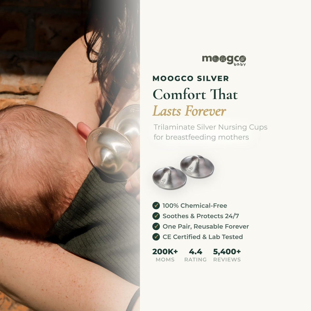 Close up of Moogco 999k silver nipple protection shields