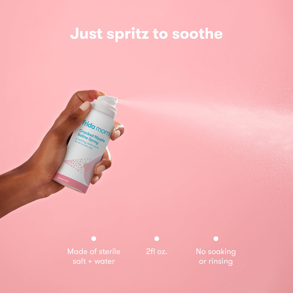 Usage demonstration of Frida Mom Cracked Nipple Saline Spray