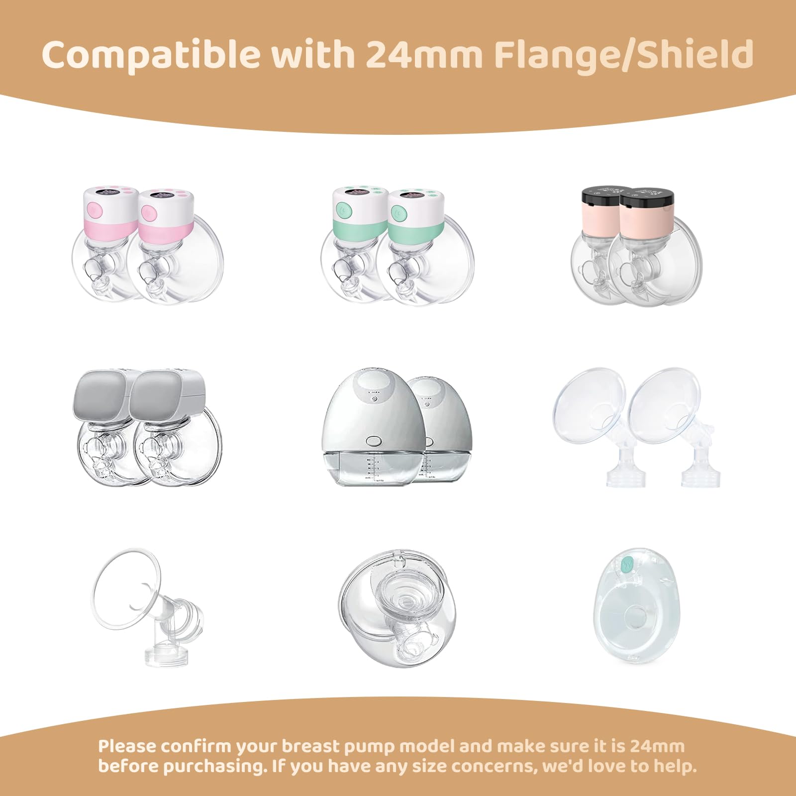 Set of 4 transparent 19mm silicone breast pump inserts