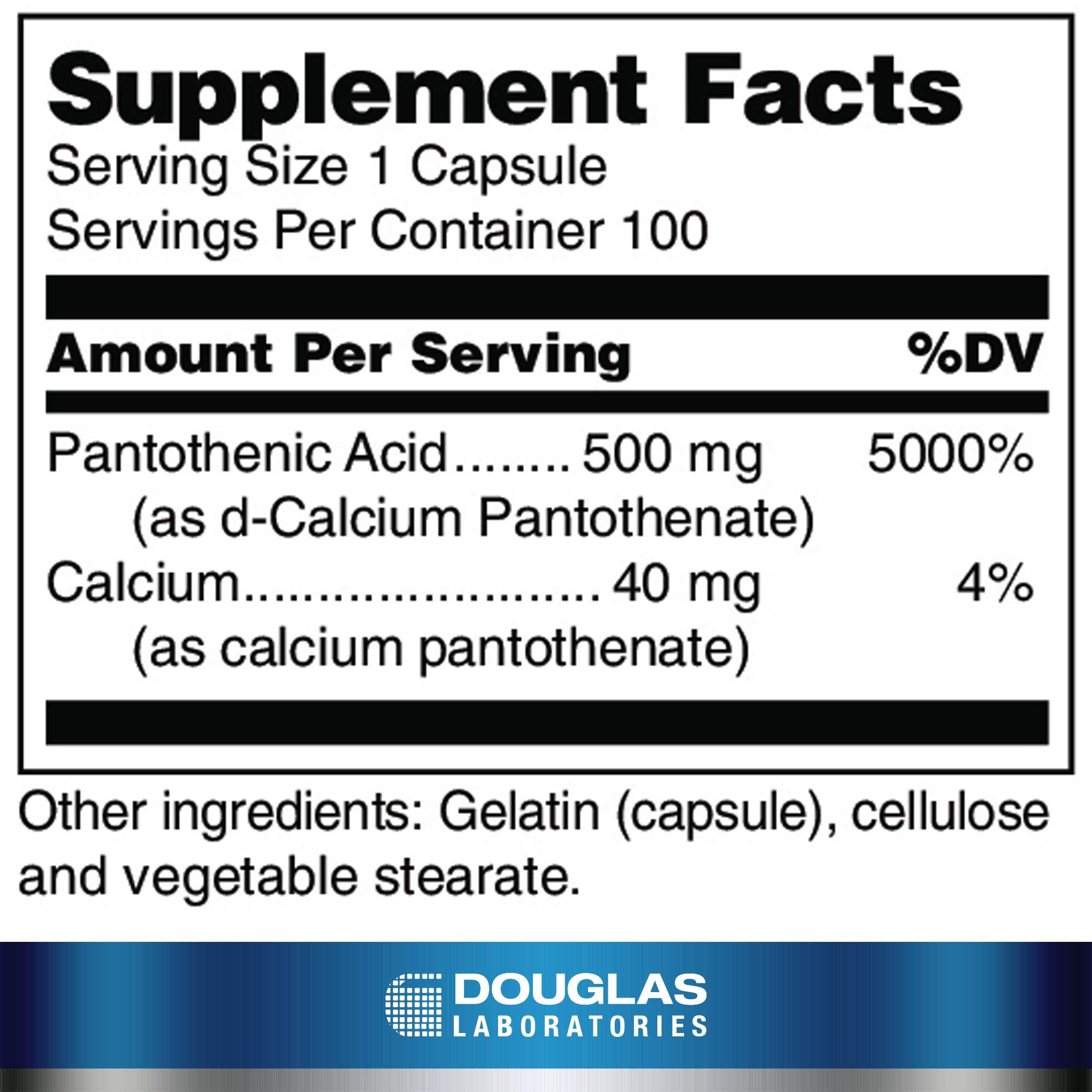 Authentic Douglas Laboratories Vitamin B5 100 capsules bottle