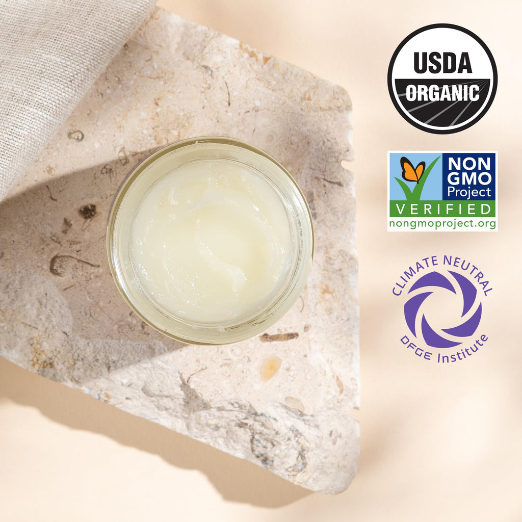 Lansinoh Organic Nipple Butter jar open showing texture