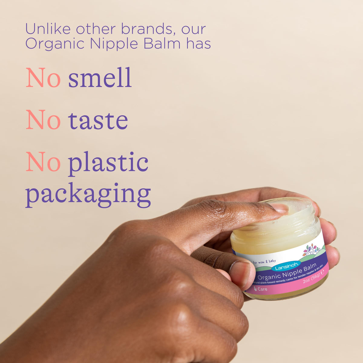 Lansinoh organic nipple balm packaging details