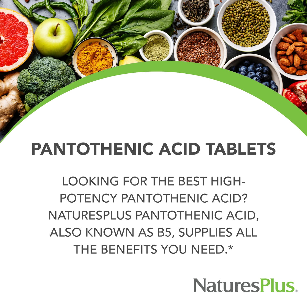 NaturesPlus Sustained Release Pantothenic Acid 60 tablets bottle