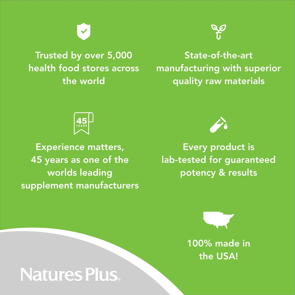 Back label of NaturesPlus Pantothenic Acid showing ingredients