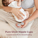 Momcozy 999 silver nursing cups set with storage pouch