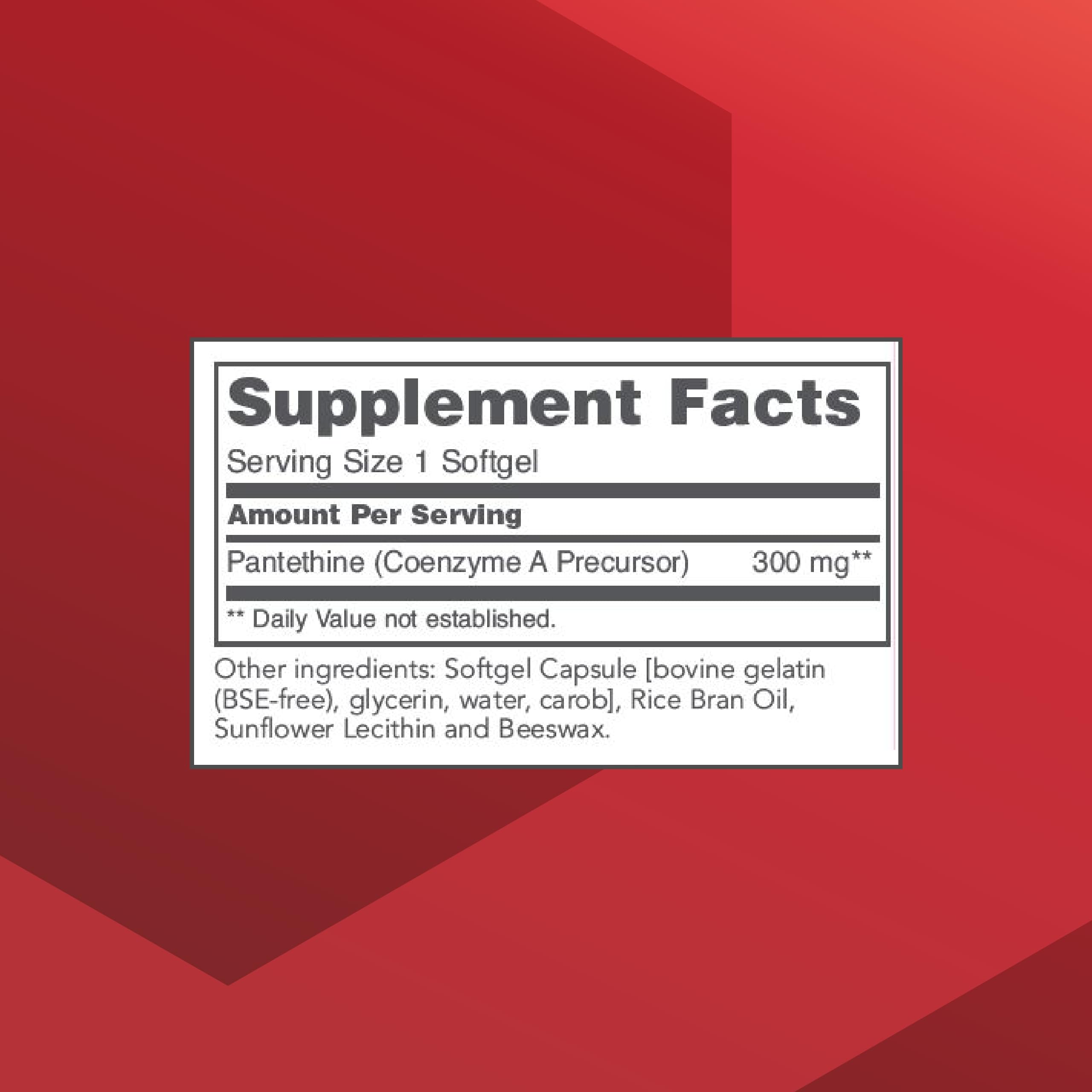 Protocol For Life Balance Pantethine supplement facts label
