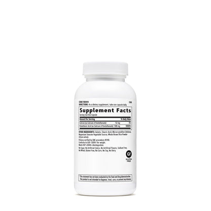 GNC Pantothenic Acid 100 capsules supplement facts label
