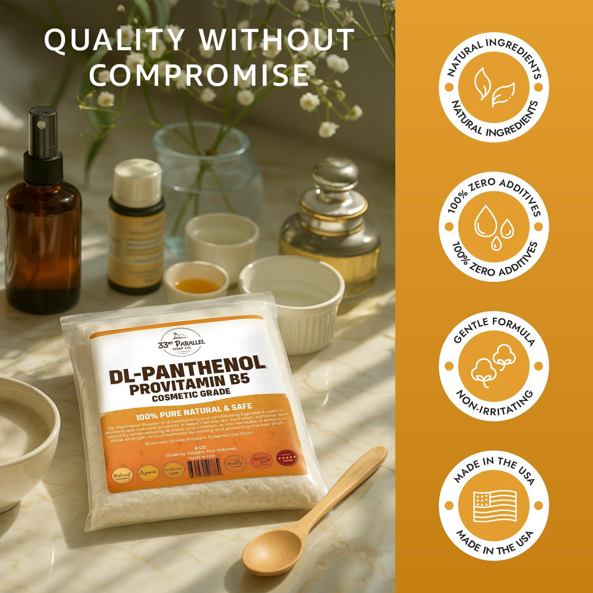Mixing DL-Panthenol powder into a cosmetic hair care cream