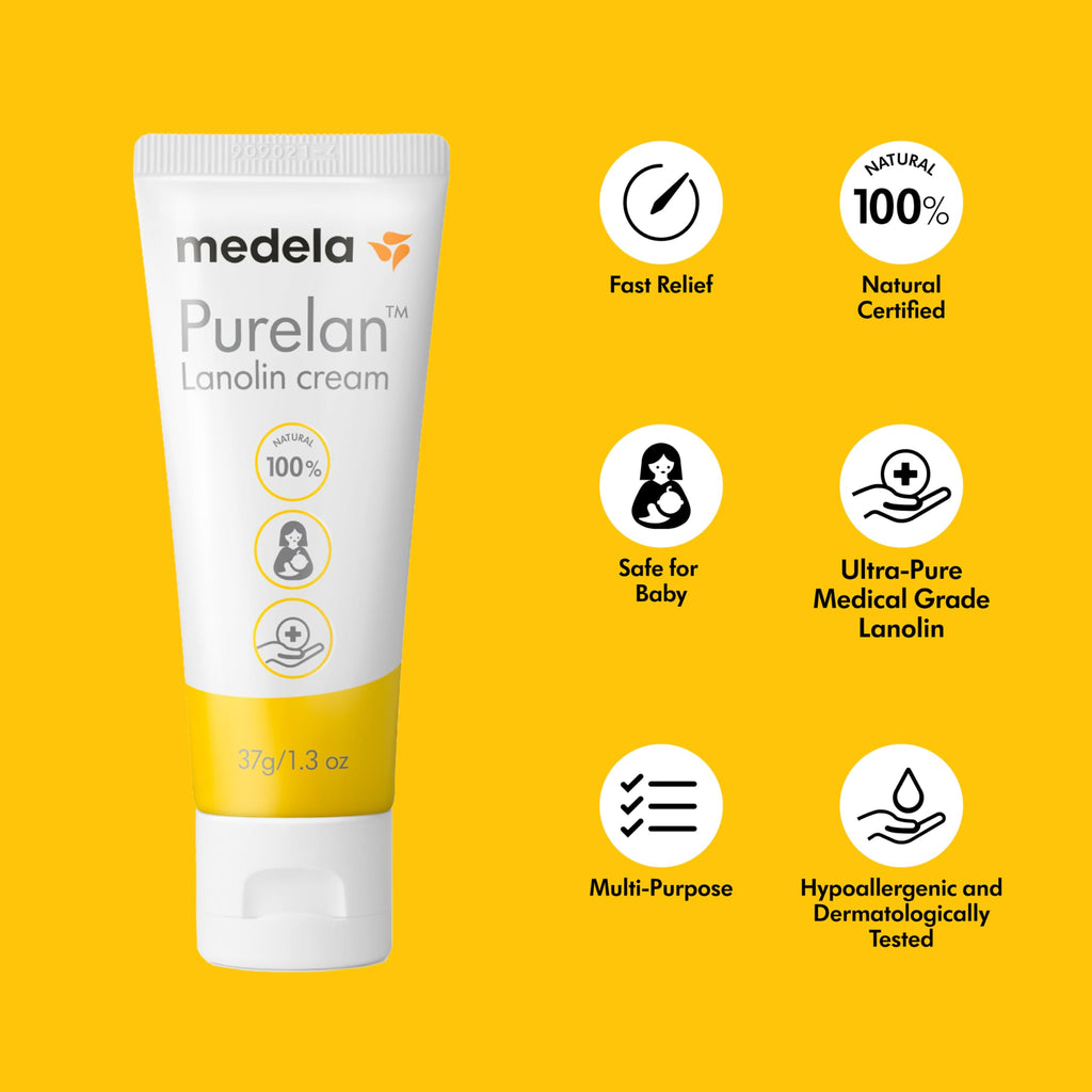 Medela Purelan tube showing natural lanolin ingredients