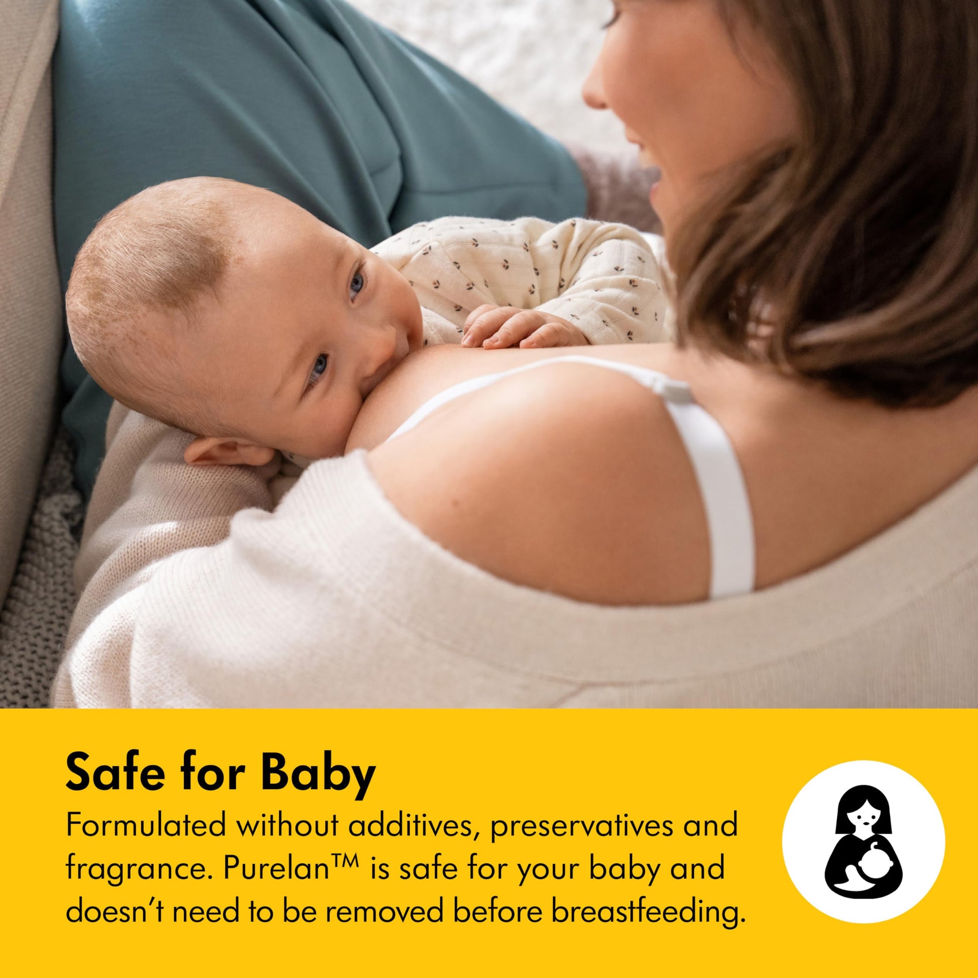 Breastfeeding mother using Medela Purelan nipple care cream