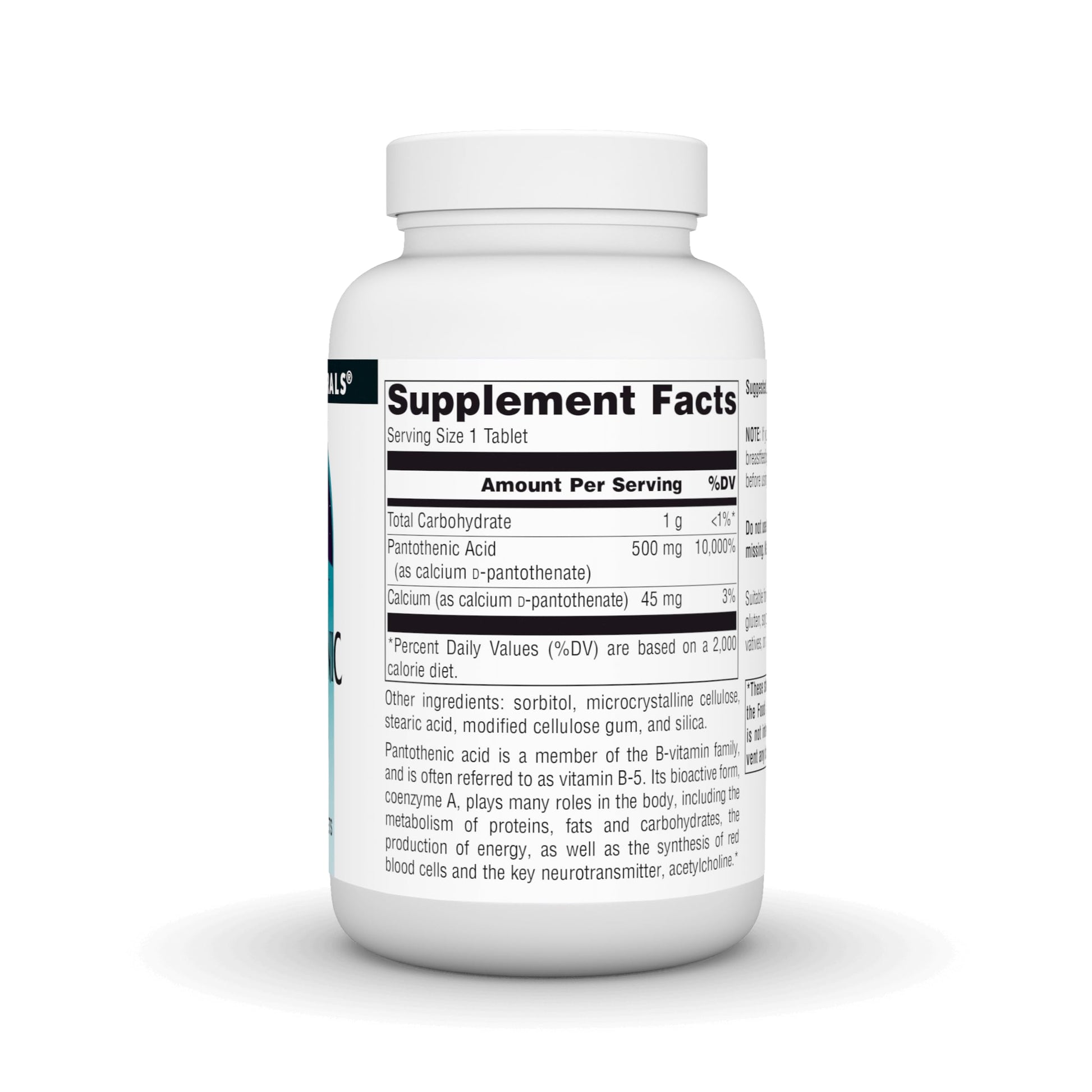 Side view of Source Naturals 100 tablet bottle