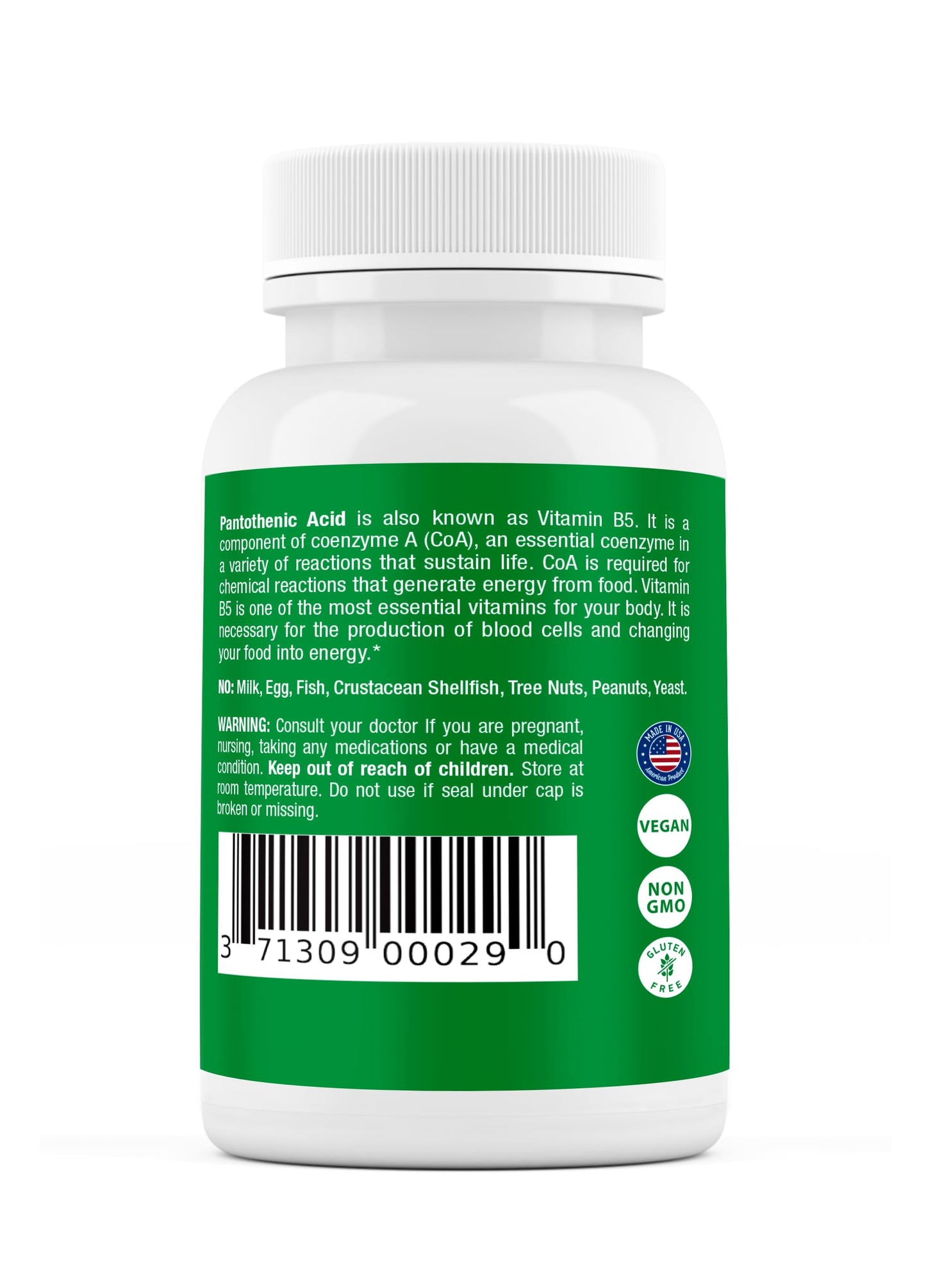 High-potency Vitamin B5 500mg capsule packaging