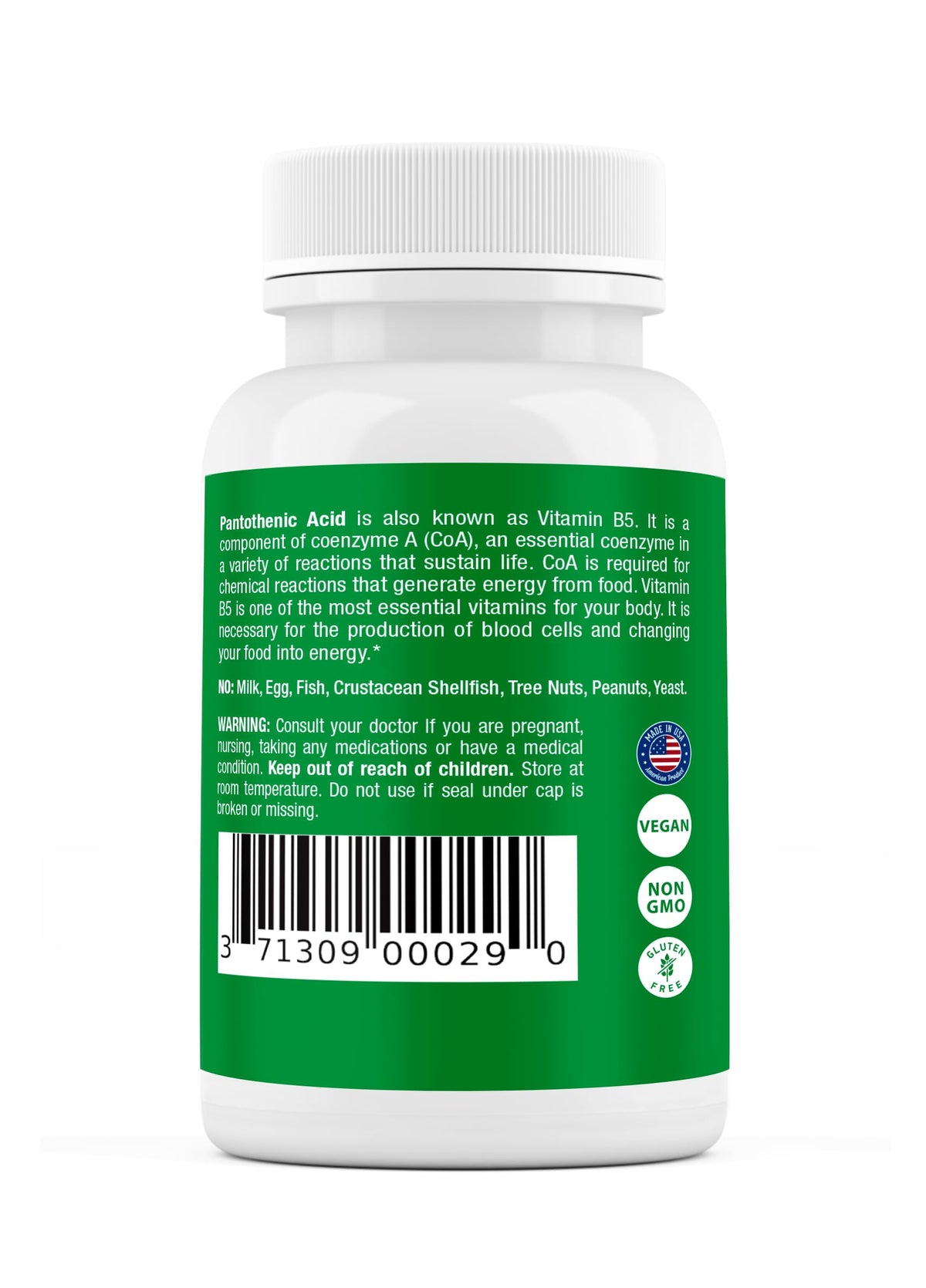 High-potency Vitamin B5 500mg capsule packaging