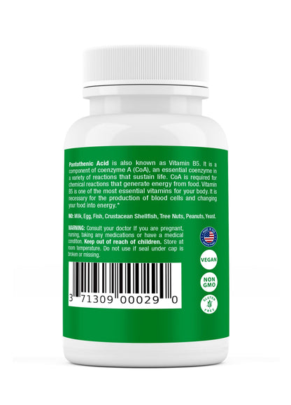 High-potency Vitamin B5 500mg capsule packaging