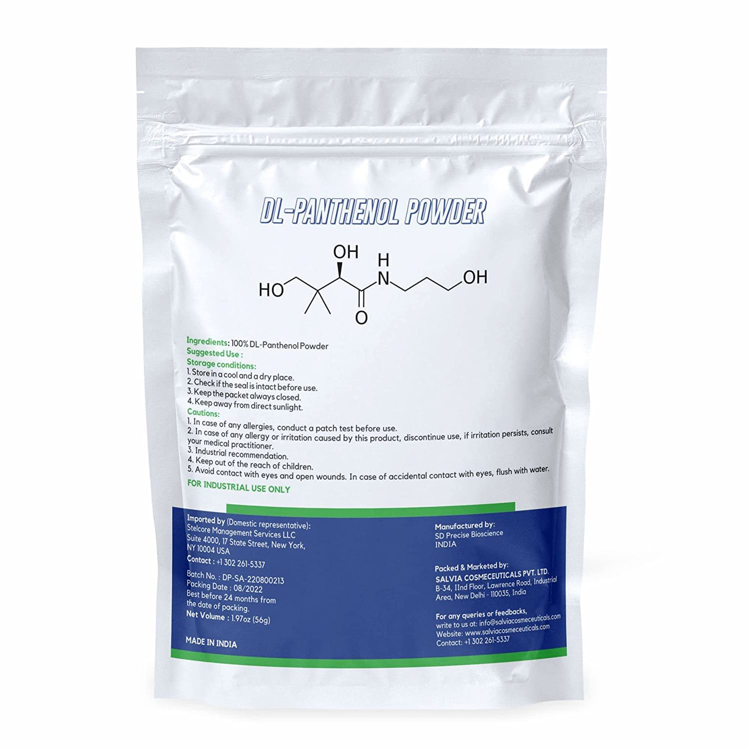Close up view of Myoc Vitamin B5 powder texture