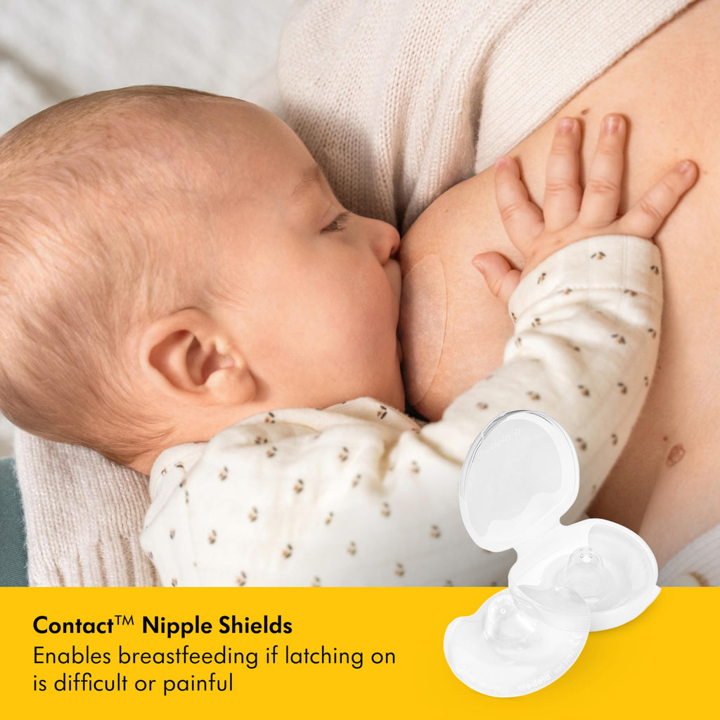 Medela 20mm silicone nipple shield inside carrying case