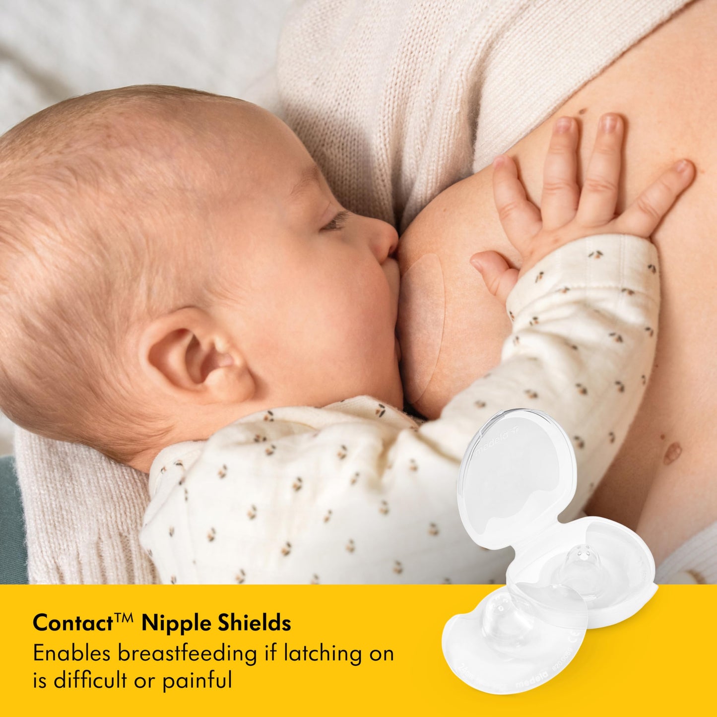 Medela 20mm silicone nipple shield inside carrying case