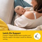 Detailed view of food grade silicone Medela nipple shield