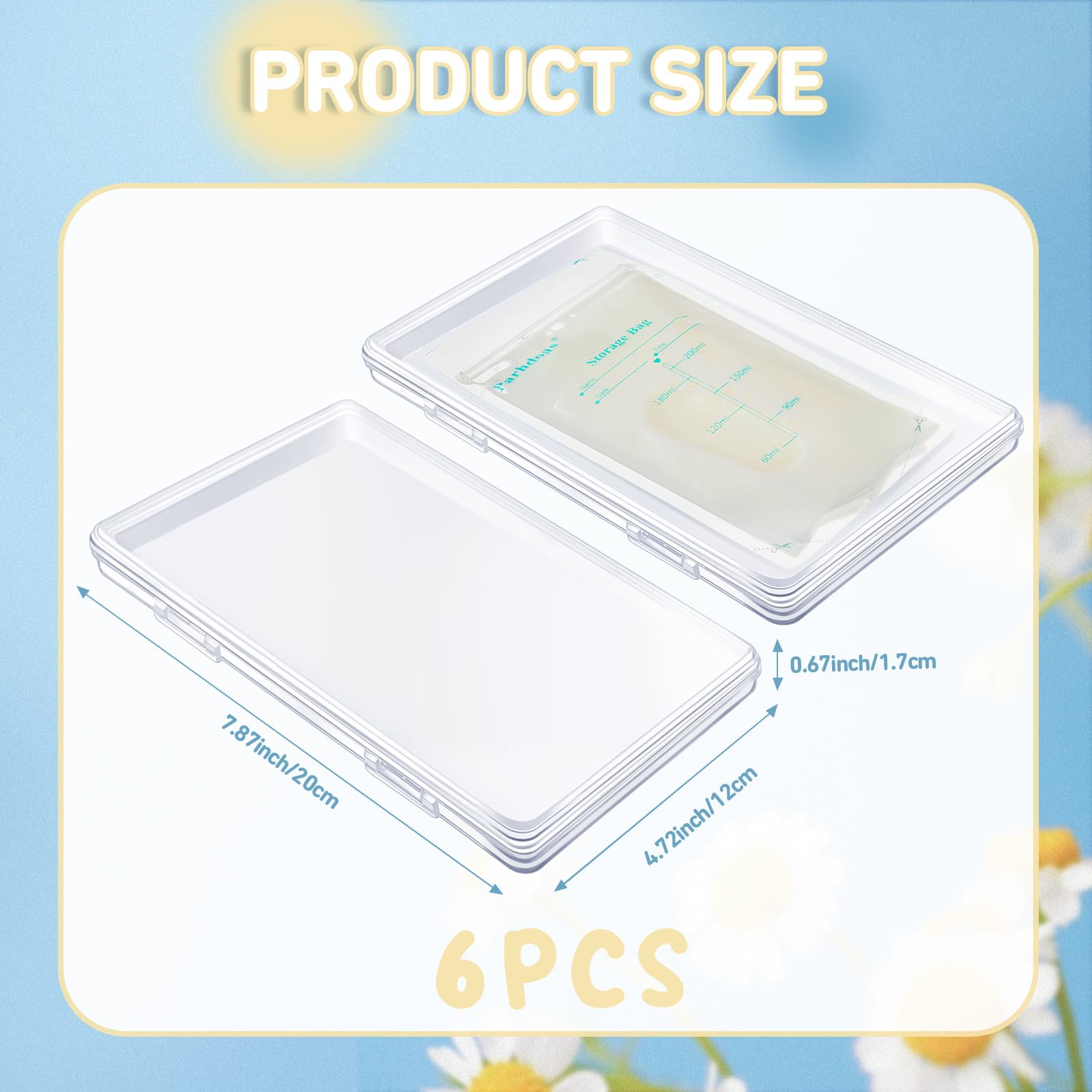 Hushee breast milk freezer tray holding a storage bag flat