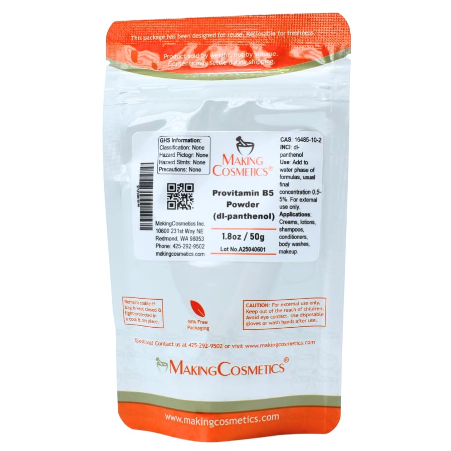 Close up of MakingCosmetics Provitamin B5 cosmetic ingredient powder texture