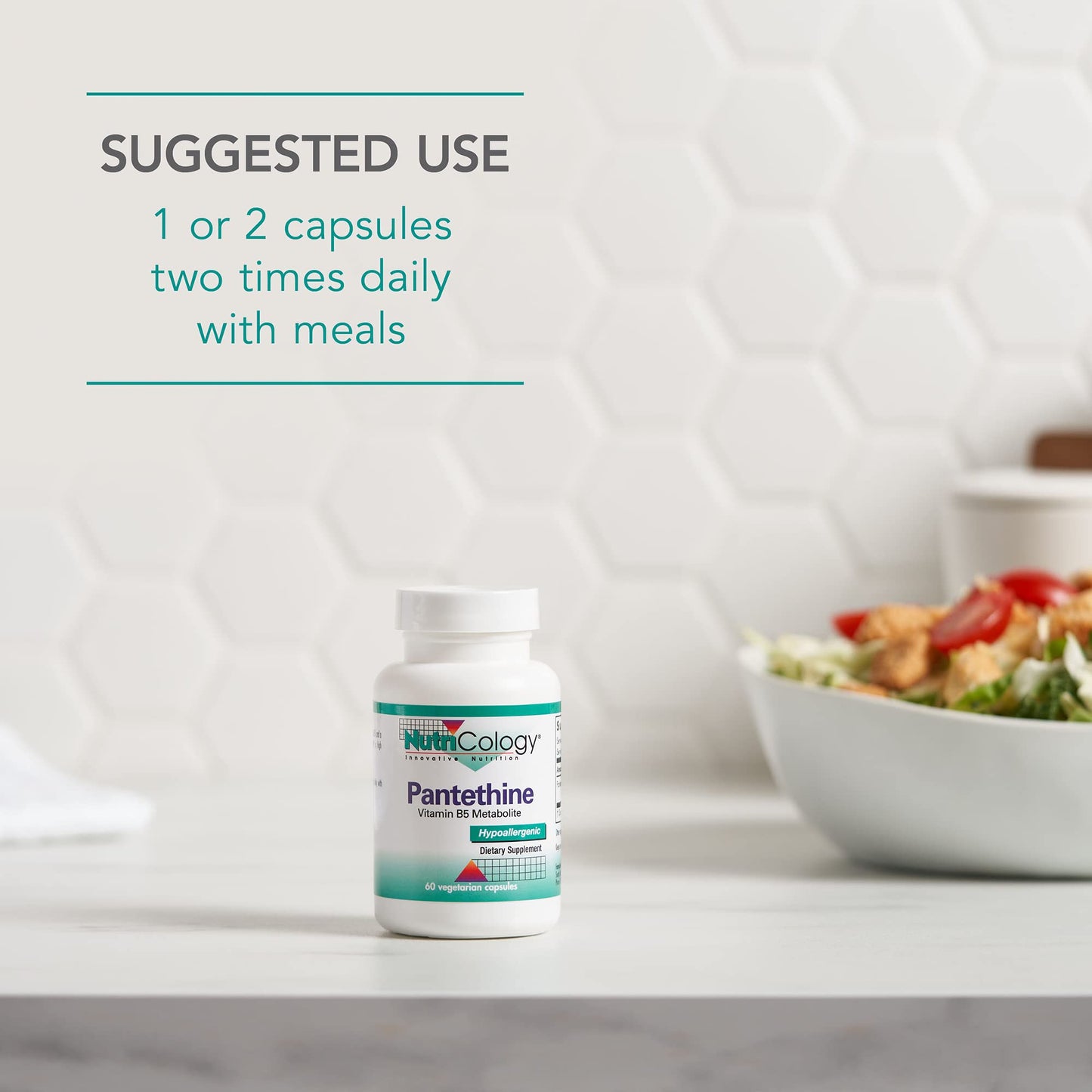 Close up of Nutricology supplement bottle branding