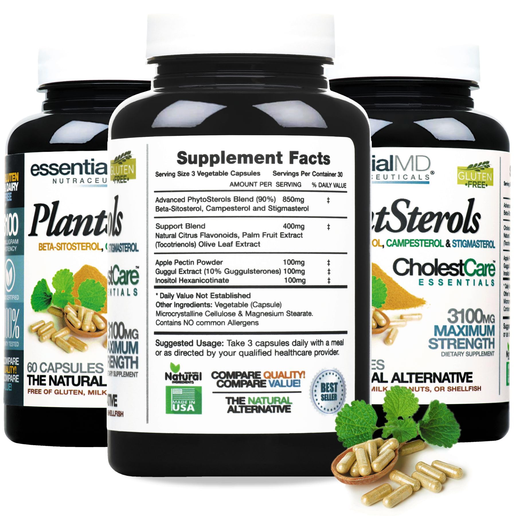 Essential MD heart health supplement bottle side profile