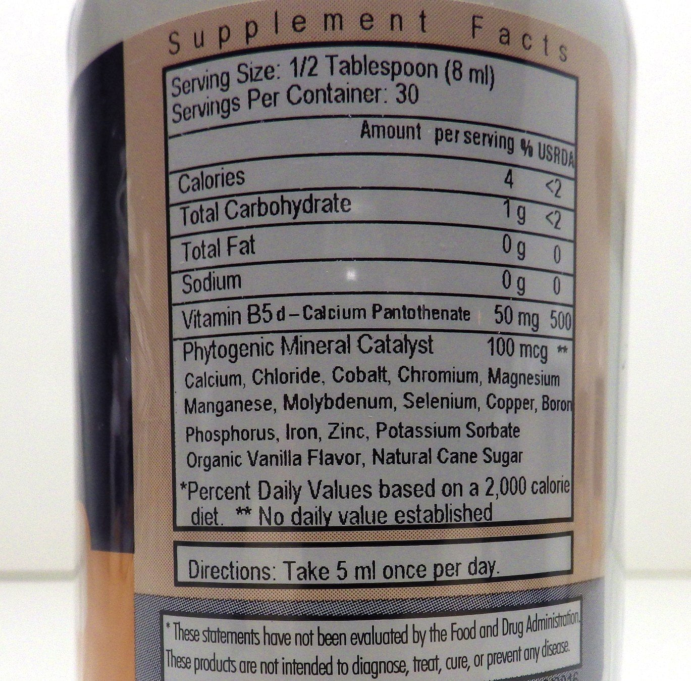 Label details of T.J. Clark D-Calcium Pantothenate liquid bottle