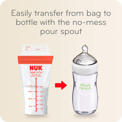 NUK Simply Natural milk bag label area for date and name