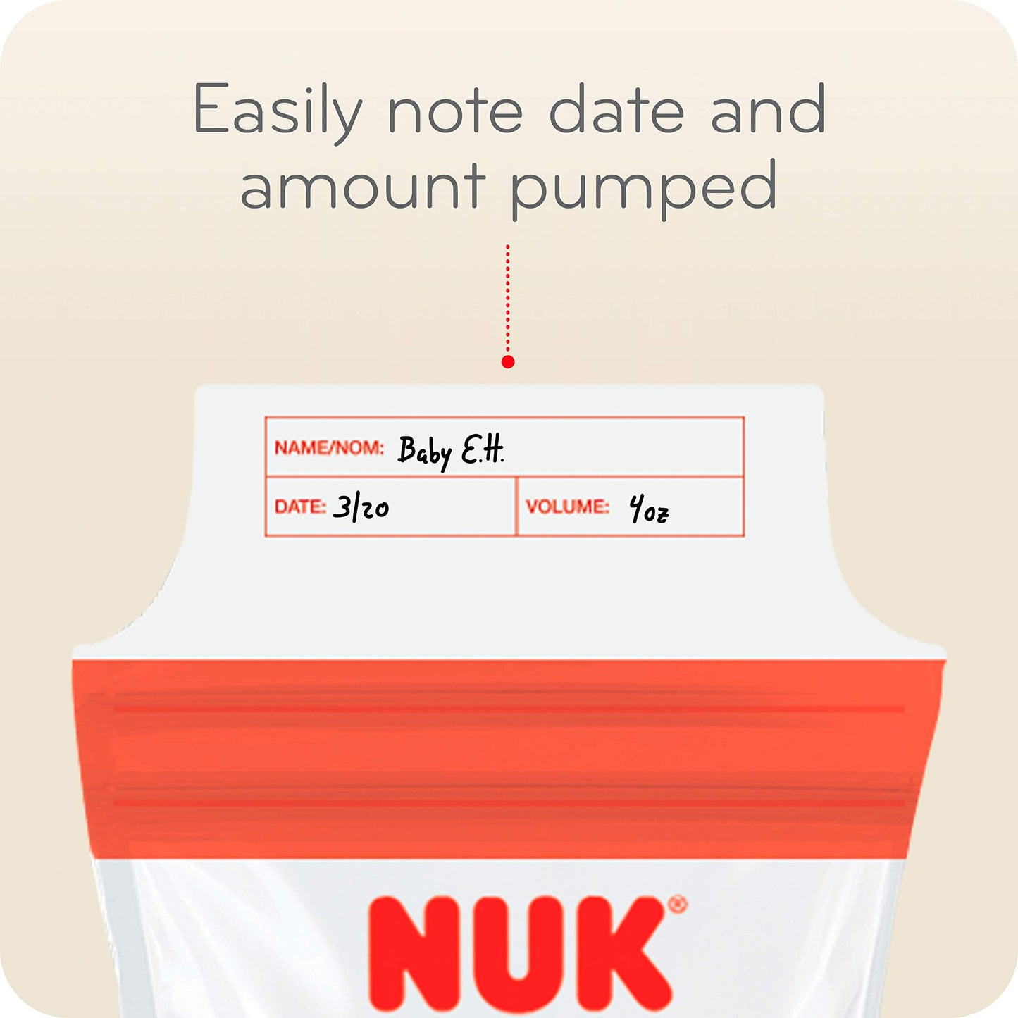 NUK Seal N Go bags being filled with breast milk