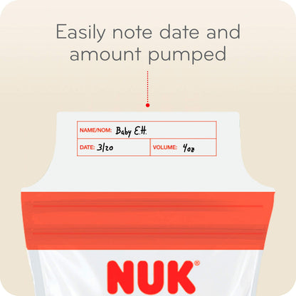 NUK Seal N Go bags being filled with breast milk