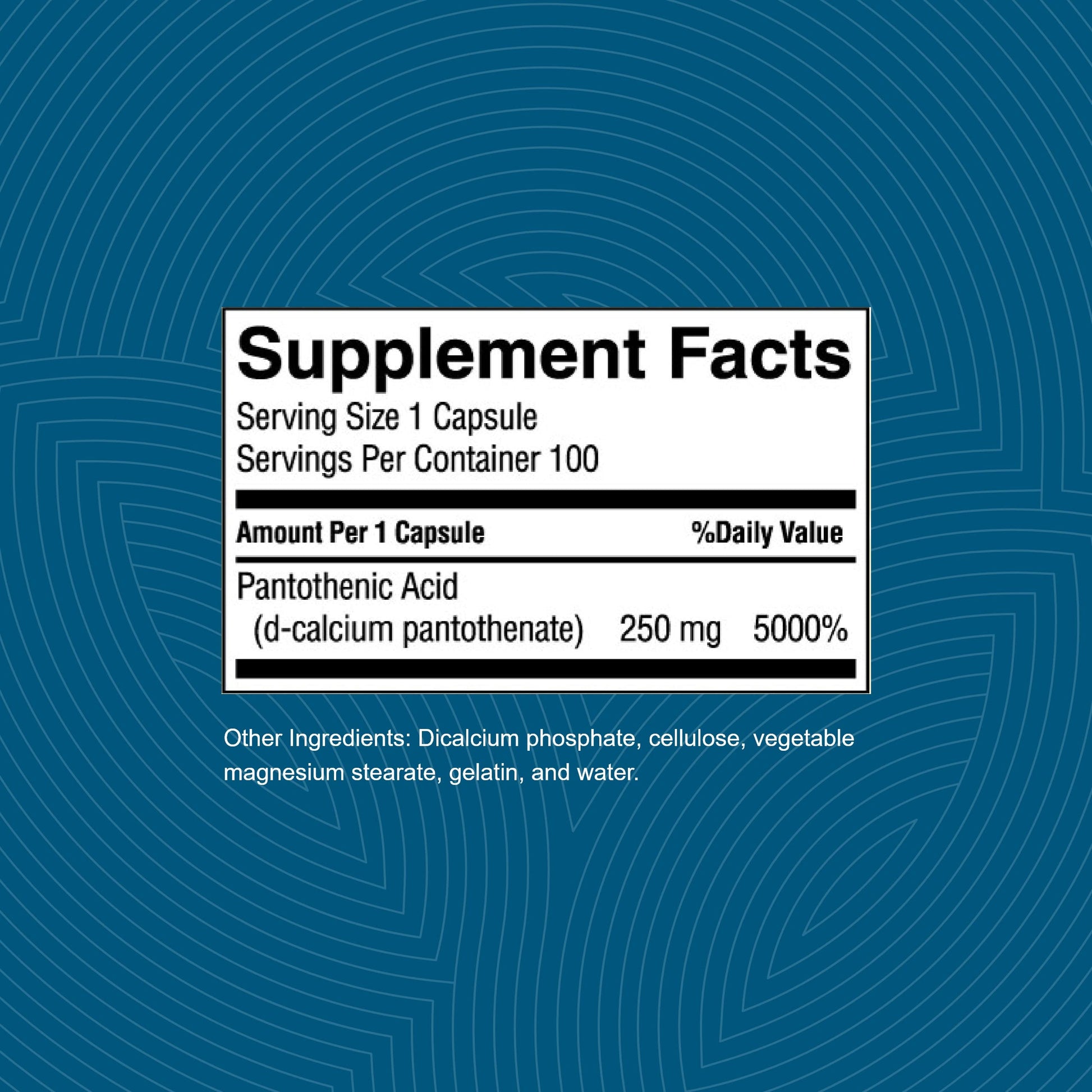Nature's Sunshine Pantothenic Acid supplement facts label