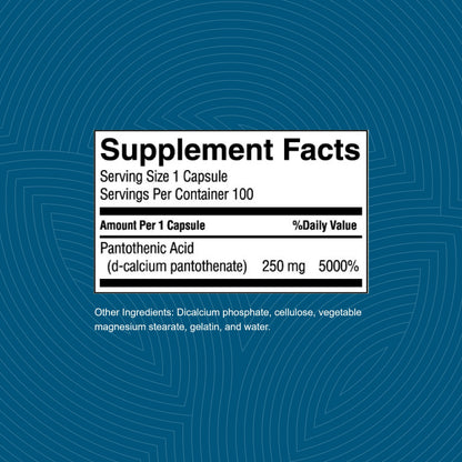 Nature's Sunshine Pantothenic Acid supplement facts label
