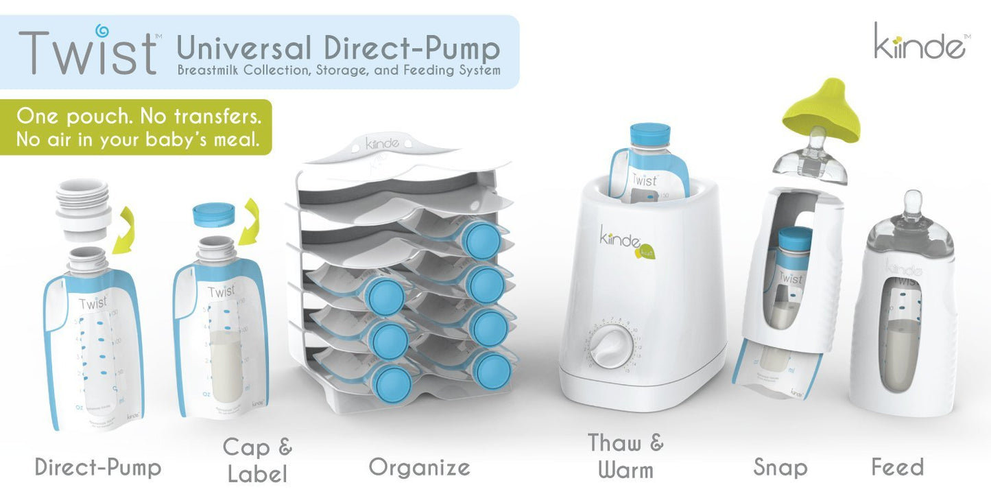 Side profile of Kiinde Twist Pouch for breast milk