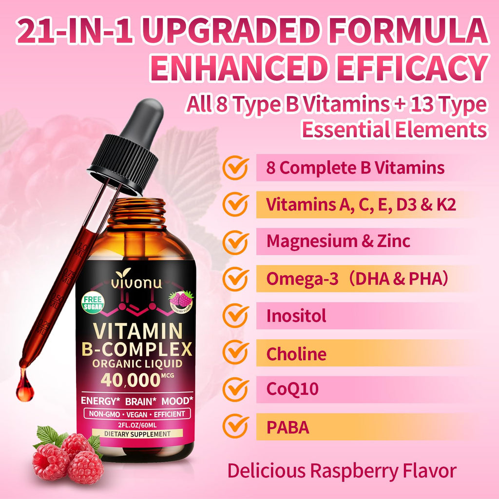 Authentic USA imported VivoNu B-complex liquid supplement bottle