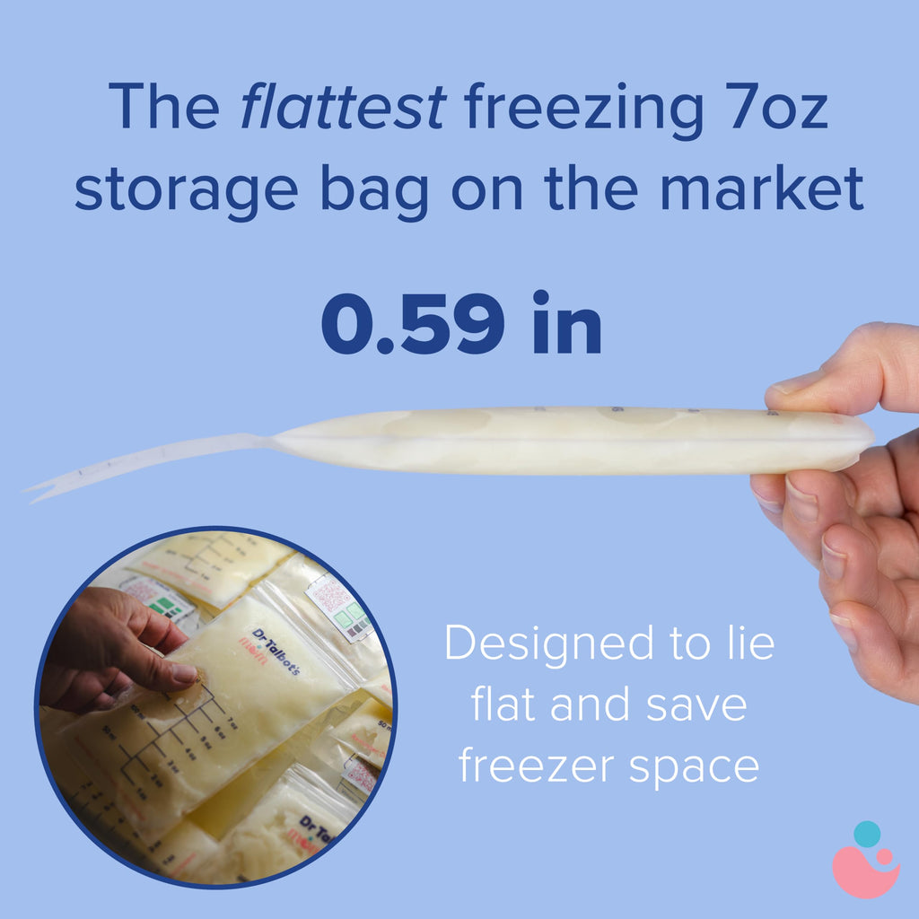 Dr. Talbot's Mom breastmilk storage bags showing stand-up base