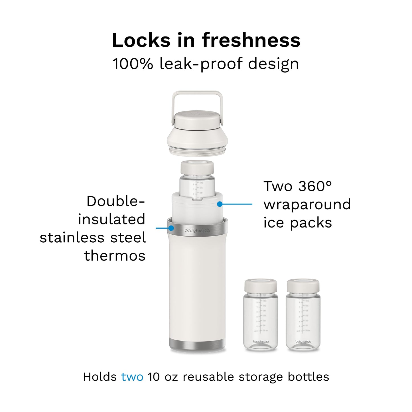 Open view showing inside of Baby Brezza insulated milk cooler