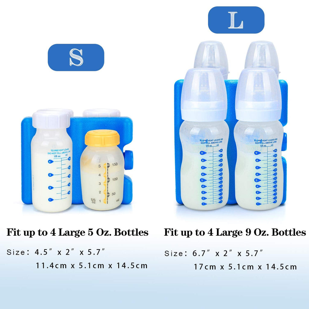 Contoured shape of Teamoy breastmilk ice pack for storage bottles
