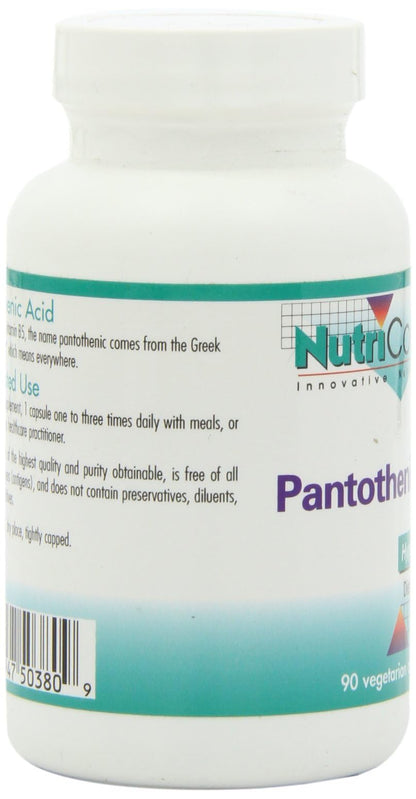 Nutricology Pantothenic Acid 500mg bottle isolated on white